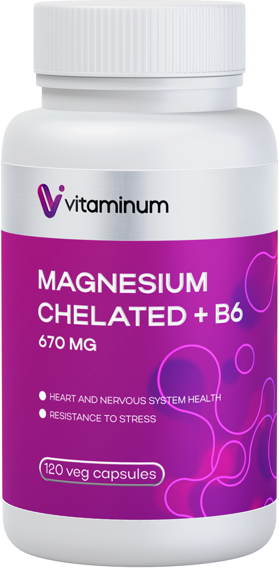 Vitaminum МАГНИЙ ХЕЛАТ + витамин В6 (670 MG) 120 капсул 800 мг  в Инте